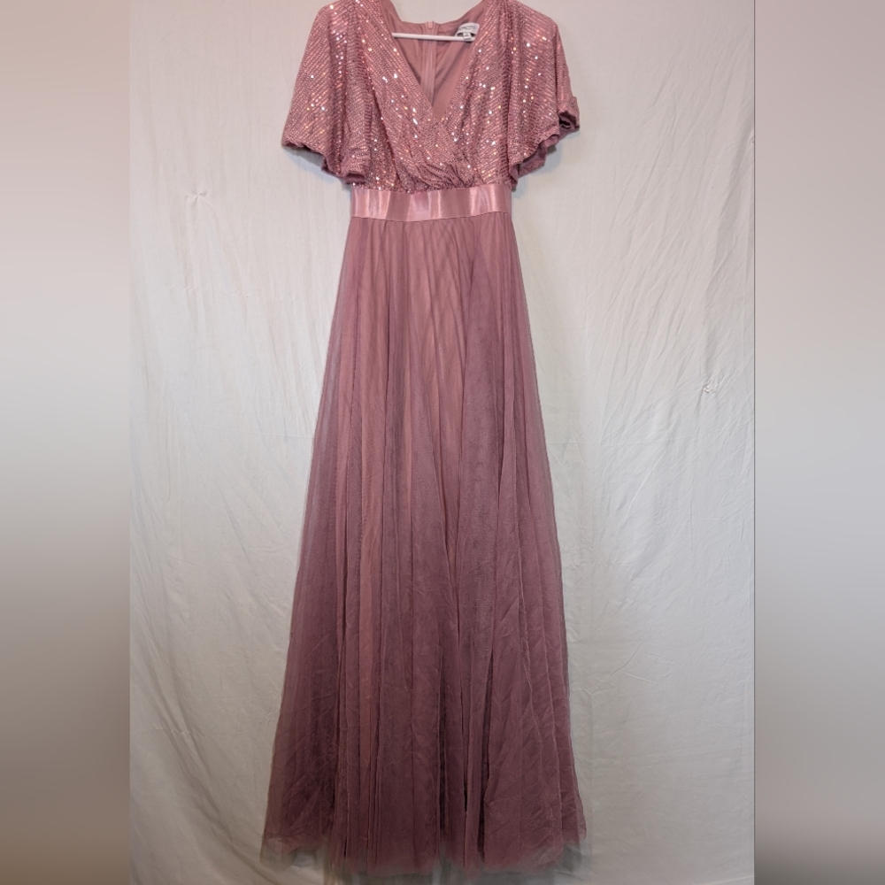 Elegant Pink Sequin Evening Gown NWOT